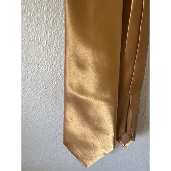 Gold Necktie Metallic Shiny Formal Party Prom Wedding Event Accessory - Picture 2 of 5